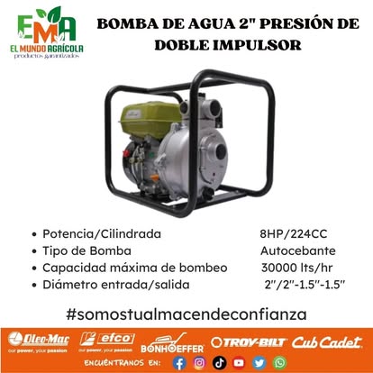 Bomba de agua 2" doble impulsor (8 HP)
