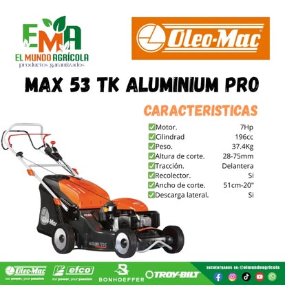 Cortacésped Oleo-Mac MAX 53 TK Aluminium Pro