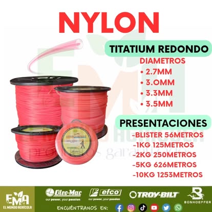 Nylon Titanium redondo para desbrozadora
